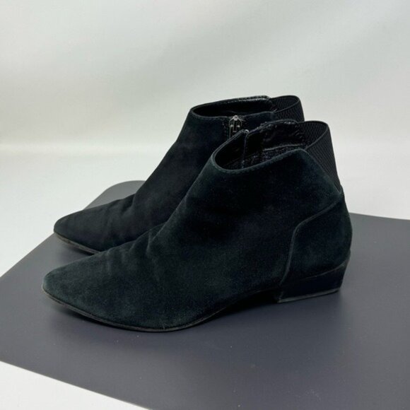 Aquatalia Black Suede Ankle Boots Block Heel Zipper Pointed Toe Size 7.5 - Picture 14 of 16